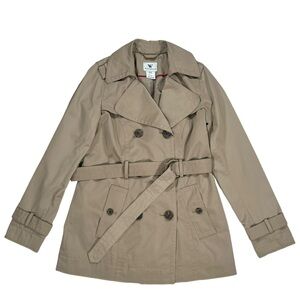 Worthington Women’s Tan Beige 100% Polyester Belted Trench Coat Size Small